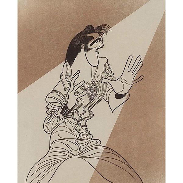 Albert Hirschfield: Albert Hirschfield (American, 1903-2003) "Elvis," etching, 12" x 9.75", pencil signed and numbered in margin, framed