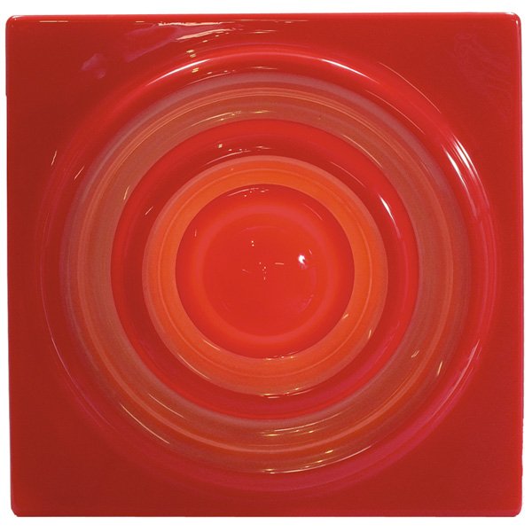 Verner Panton Ring lamp: Verner Panton Ring lamp, re-edition, by Vitra Design Museum, 2001, originally designed in 1969, square form with raised circles, red and clear plastic, max 60 watts, original finish, signed with metal