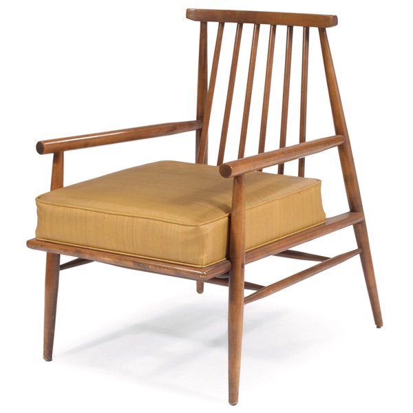 Paul McCobb Predictor Group armchair: Paul McCobb Predictor Group armchair, by O'Hearn, 1950s, maple, spindled backrest, upholstered seat, unsigned, 24"w x 28"d x 33"h, excellent original condition
