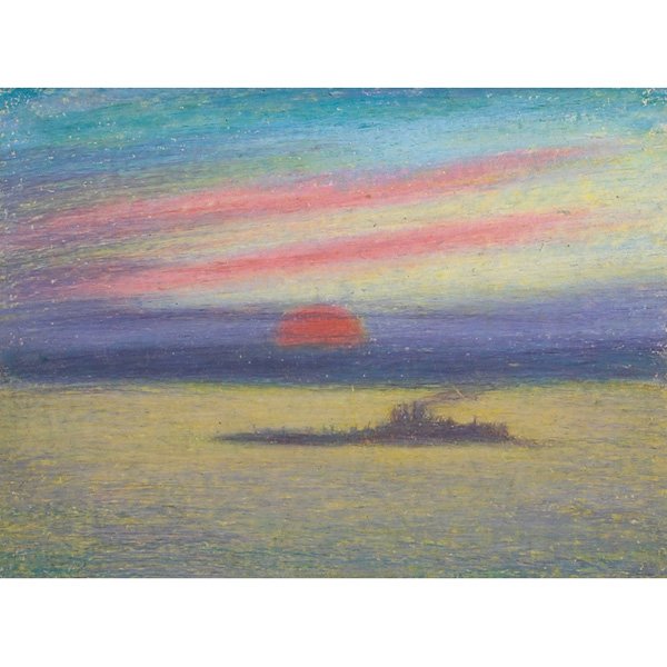 E.T. Hurley pastel: E.T. Hurley (1869-1950), "Solo Voyage," pastel on paper, 9" x 12", overall: 21.5" x 25.5", unsigned, acquired from the Hurley family, framed