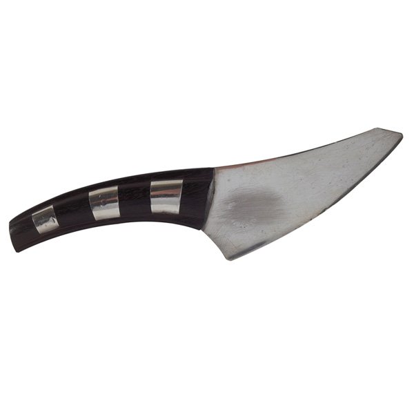 William Spratling cheese knife sterling rosewood: William Spratling cheese knife, shaped sterling blade, tapering rosewood handle with inset sterling square decoration, marked, 7.25"l