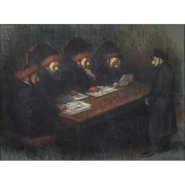 Tully Filmus: Tully Filmus (American/Russian, 1903-1998) "Rabbis," pastel, 18" x 24", signed lower right, framed