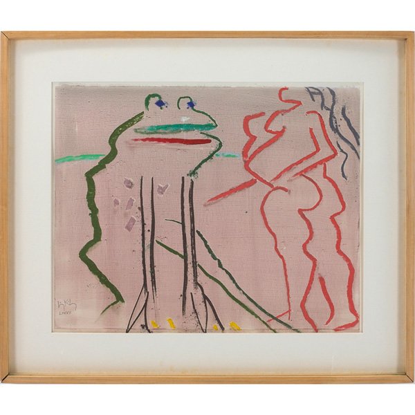 Irving Kriesberg: Irving Kriesberg (American, 1919-2009) "LXXVII," 1978, oil stick on paper, 17" x 21", signed lower left, titled and dated on verso framed