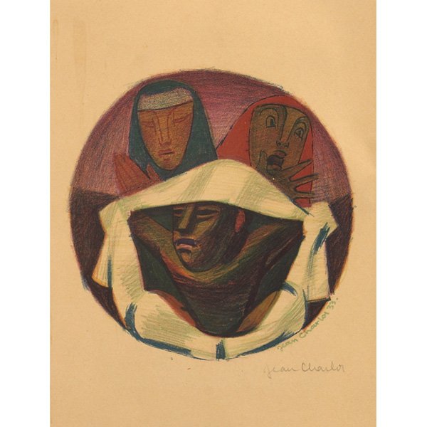 Jean Charlot: Jean Charlot (French/American, 1898-1979) "Untitled (a pair of works)," color lithographs, largest 8" x 6.25", signed in pencil in the margin, unframed