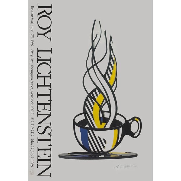 Roy Lichtenstein: Roy Lichtenstein (American, 1923-1997) "Cup and Saucer," color lithograph, 38" x 25.5", signed lower right, unframed