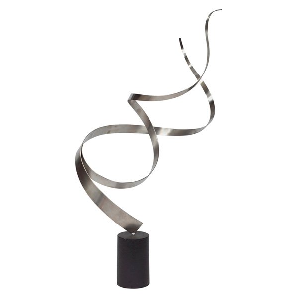 C. Jere sculpture, silver metal, weighted base: C. Jere sculpture, silver metal form over a weighted cylinder base, original finish, 18"w x 14"d x 32.5"h, very good original condition