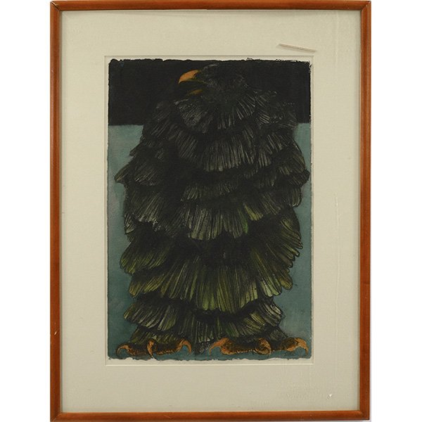 Leonard Baskin (American, 1922-2000) The Raptors – No.: Leonard Baskin (American, 1922-2000) "The Raptors – No. 13," 1983, watercolor and ink on paper, 22.5" x 15", signed lower right, framed Kennedy Galleries, Inc. (New York, New York) label on verso