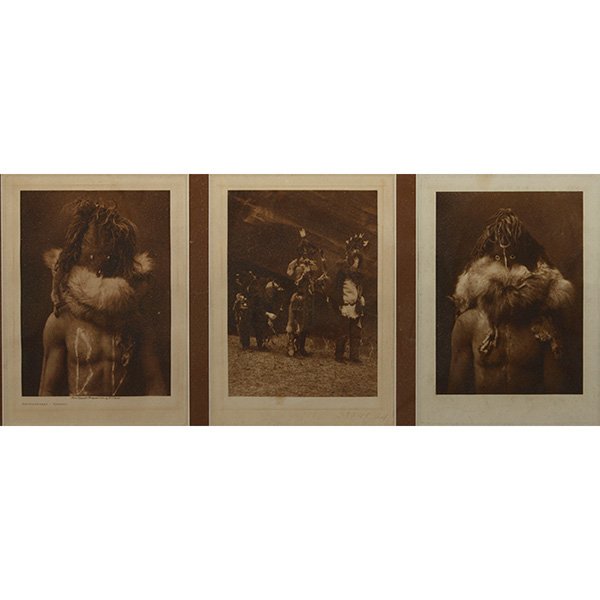 Edward Sheriff Curtis (American, 1868-1952): Edward Sheriff Curtis (American, 1868-1952) "Nayenezgani-Navaho (triptych)," c. 1904, photogravure, 7.25" x 5.25" each, framed Provenance: Treadway Toomey Auctions, Oak Park, Illinois, September 14, 2