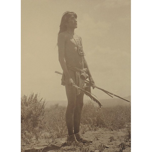 Edward Sheriff Curtis (American, 1868-1952) Hopi Snake: Edward Sheriff Curtis (American, 1868-1952) "Hopi Snake Priest," silver border print, 7.5" x 5.5", signed lower right, framed Provenance: Andrew Smith Gallery, Inc., Santa Fe, New Mexico Acquired from