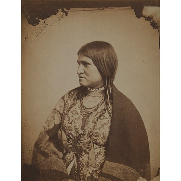 Joel Emmons Whitney (American, 19th/20th century): Joel Emmons Whitney (American, 19th/20th century) "Anpetu-Sapa-Win (Black Day Woman) (a pair)," c. 1860-1870, one salt print and one albumen print, 8.25" x 6" and 3.5" x 2.25", unframed Provenance: An