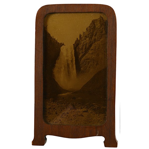 Artist Unknown (American, 19th/20th century) Yellow: Artist Unknown (American, 19th/20th century) "Yellow Stone Falls," orotone, 5.25" x 3", framed. Property from the Estate of Robert E. Beck, Murphysboro, Illinois