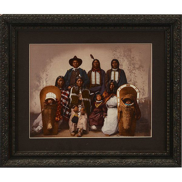 William Henry Jackson (American, 1843-1942) Ute Chief: William Henry Jackson (American, 1843-1942) "Ute Chief Sevara and Family,"chromo-lithograph, 10" x 13", framed. Property from the Estate of Robert E. Beck, Murphysboro, Illinois