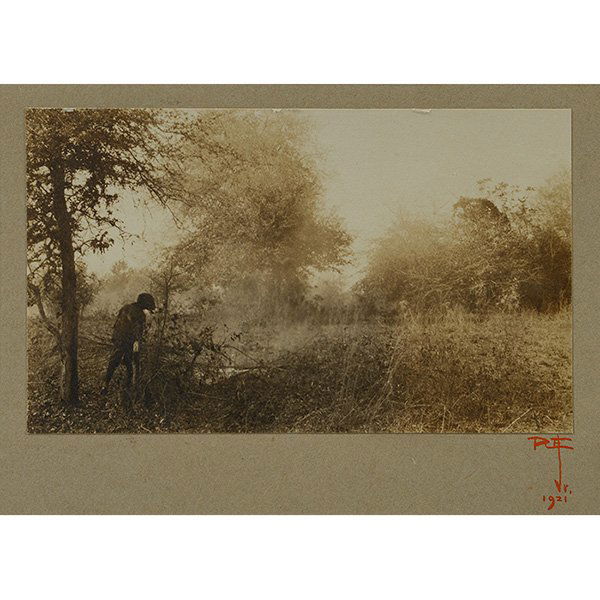 Rudolf Eickemeyer (American, 1862-1932) Figure in a: Rudolf Eickemeyer (American, 1862-1932) "Figure in a Landscape, together with a print by Lawrence Barrett, Wallace Nutting, Leopold Hugo and an Unknown Artist (five works)," 1921, platinum print mount