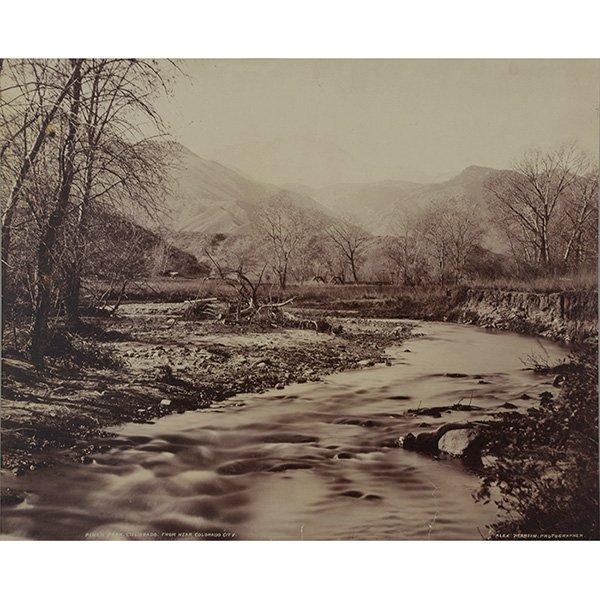 Alexander Martin (American, 20th century) Pike's Peak: Alexander Martin (American, 20th century) "Pike's Peak Colorado from Near Colorado City," c. 1890, albumen print mounted, 16" x 19.5", unframed. Property from the Estate of Robert E. Beck, Murphysboro