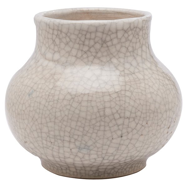 Dedham vase: * Dedham vase, bulbous shape in a white crackle glaze, marked, 5"w x 4.5"h Property from the Collection of Barry Briskin, New York