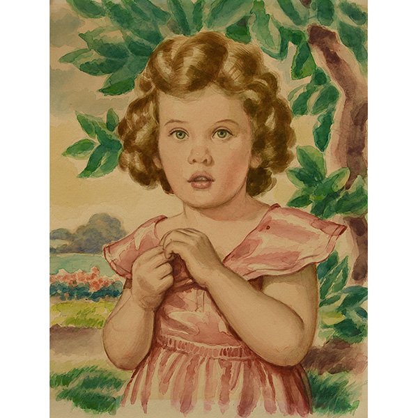 Gregory Orloff: Gregory Orloff, (American / Ukrainian, 1890-1981), Portrait of a Girl, watercolor, signed lower right , 19.75" x 15"