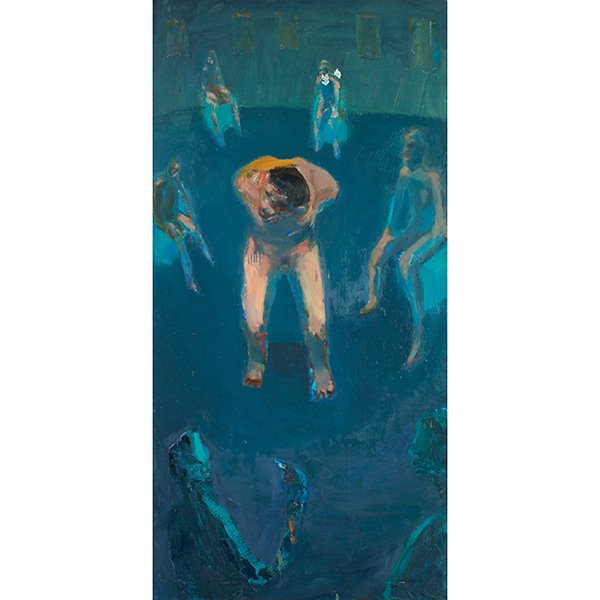 * Christopher Johnson: * Christopher Johnson, (American, 20th century), The Trial, 1992, oil on canvas, signed, titled and dated on verso , 68" x 36" Property from the Collection of Governor Jim Thompson, Chicago, Illinois,