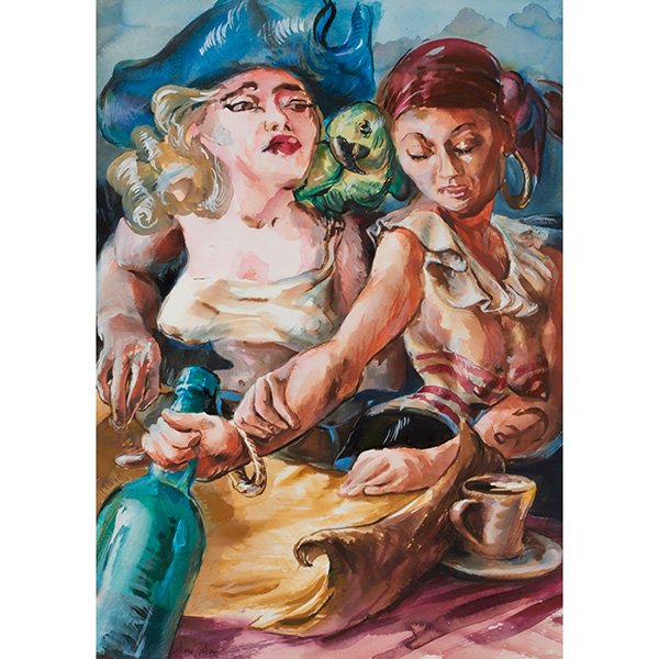 Don Doe: Don Doe, (American, b. 1963), A Thirst, 2003, watercolor and ink on paper, signed lower left , 21" x 15" Provenance: Bodybuilder & Sportsman Gallery, Chicago (label on verso)