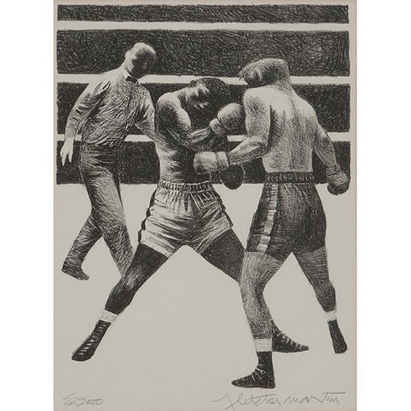 Fletcher Martin: Fletcher Martin, (1904-1979), Toe to Toe, lithograph, signed in pencil lower right,, edition of 250 , 12.5" x 9.5"
