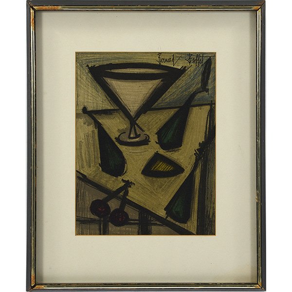 Bernard Buffet: Bernard Buffet, (French, 1928-1999), Still Life, color lithograph, signed in the plate , 12" x 9"