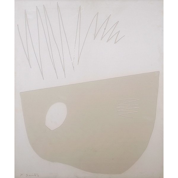 Yoshishige Saito: Yoshishige Saito, (Japanese, 1904-2001), Beaupin L White, 1973, chemical resin baked on aluminum, signed lower left, edition of 50 , 28.5" x 23.5"