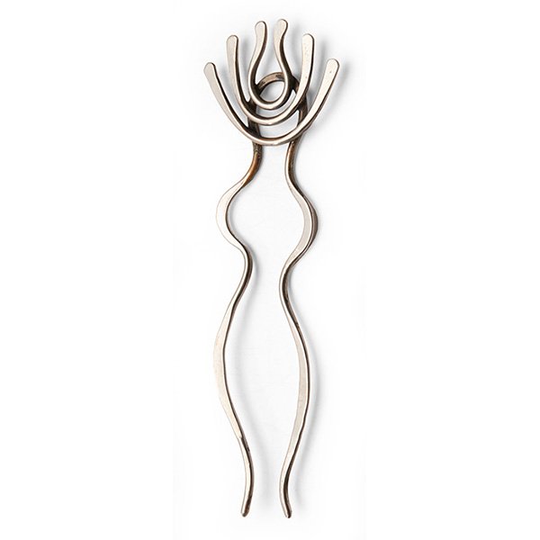 Art Smith hair comb: Art Smith hair comb, figure-shape in sterling silver, signed, 2"w x 6"l