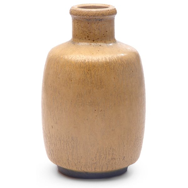 Saxbo vase, designed by Eva Staehr Nielsen: Saxbo vase, designed by Eva Staehr Nielsen, shouldered shape, covered in a cream-colored glaze, marked, 3"w x 5"h