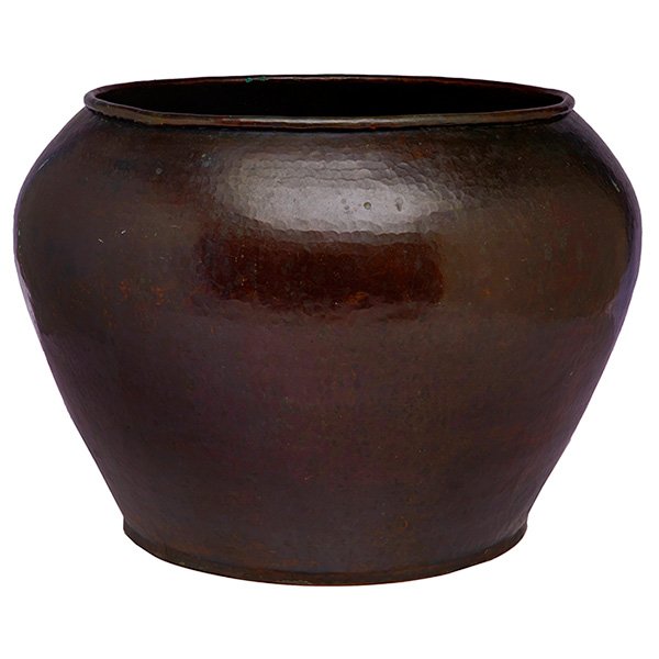 Dirk van Erp, (1860-1933), jardiniere: Dirk van Erp, (1860-1933), jardiniere, San Francisco, CA, hand-hammered copper, stamped closed box signature, 13"dia x 9.5"h, Provenance: Robert Kaplan Collection