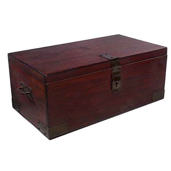 The Roycrofters, Goodie box: The Roycrofters, Goodie box, East Aurora, NY, mahogany stained gumwood, original copper, signed with orb, 25.5"w x 12.5"d x 9.25"h