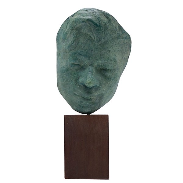 Richmond Barthe, (American, 1901-1989), Face of a Black: Richmond Barthe, (American, 1901-1989), Face of a Black Woman, c. 1935, painted plaster sculpture with a green-bronze patina on wooden base, signed, 13" x 5"