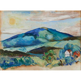 O. Louis Guglielmi, (American/Egyptian, 1906-1956),: O. Louis Guglielmi, (American/Egyptian, 1906-1956), Mountain in New Hampshire, 1932, oil on paper mounted on canvas, signed and dated lower right, 12" x 16", Provenance: Private Collection, Maine, Acq