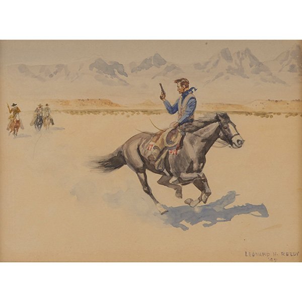 Leonard Howard Reedy, (American, 1899-1956), The Outlaw: Leonard Howard Reedy, (American, 1899-1956), The Outlaw, 1945, watercolor, signed and dated lower right, 7.75" x 10.25"