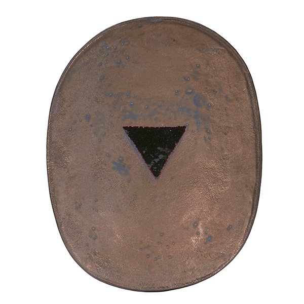 Jun Kaneko, Wall hanging charger, No. 88-8-33: Jun Kaneko, Wall hanging charger, Untitled No. 88-8-33, stoneware, metallic glaze, 1989, signed "Kaneko 89" and labeled 88-8-3, 20.75"w x 3.75"d x 26.25"h