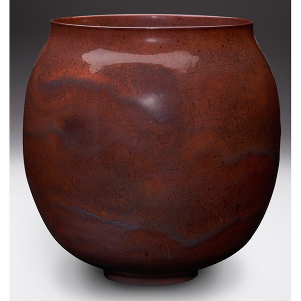 Gertrud & Otto Natzler , vase, #L225: Gertrud & Otto Natzler , vase, #L225, signed, paper label, 7.5"w x 7.5"h