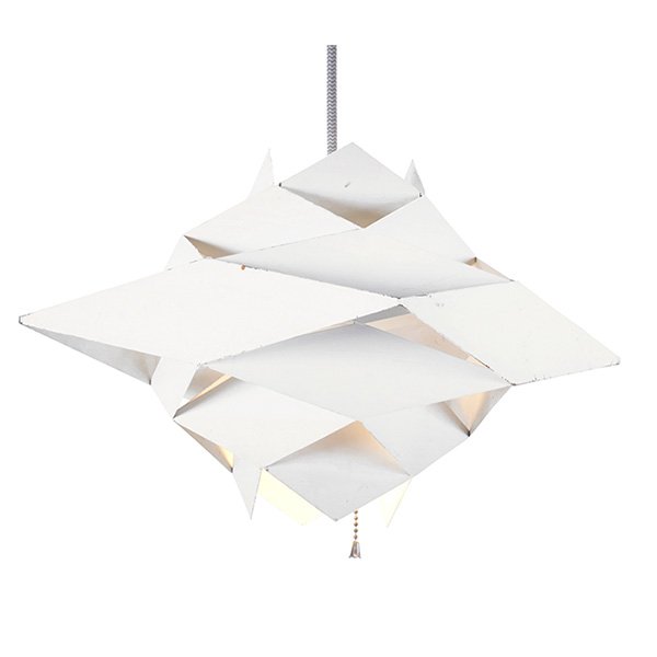 Preben Dal, chandelier, Hans Folsgaard A/S: Preben Dal, chandelier, Hans Folsgaard A/S, Denmark, 1960s, enameled steel, unsigned, 18"dia. x 12.5"h