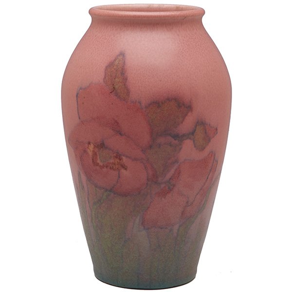 Sallie Coyne (1876-1939) and Sara Sax (1870-1949) for: Sallie Coyne (1876-1939) and Sara Sax (1870-1949) for Rookwood Pottery, Poppy vase, #913D, Cincinnati, OH, 1931, matte glazed ceramic, marked, 5"w x 8"h