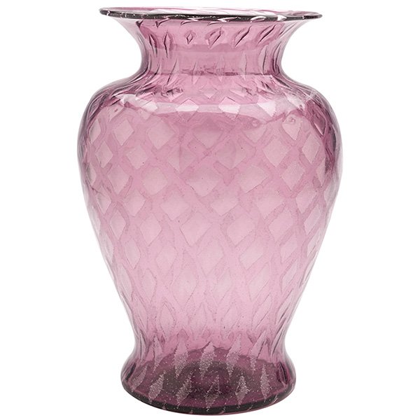 Steuben Glass Works, Amethyst Silverina vase, Corning,: Steuben Glass Works, Amethyst Silverina vase, Corning, NY, glass, unsigned, 6"dia x 9"h