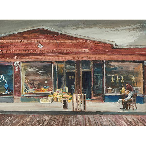 Aaron Bohrod, (American, 1907-1992), Market, gouache,: Aaron Bohrod, (American, 1907-1992), Market, gouache, signed lower right, 14" x 20", Provenance: Property from the estate of Mr. T. Mackin Sexton, Winnetka, Illinois, The Galleries of Associated Ameri