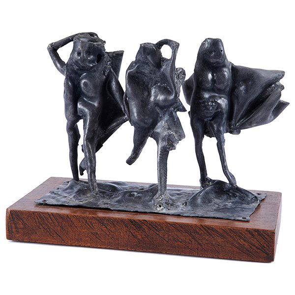 Abbott Pattison, (American, 1916-1999), Three Figures: Abbott Pattison, (American, 1916-1999), Three Figures in a Landscape, lead, signed, 6"h x 7.5"l, Provenance: Wellfleet Art Gallery (label on base)