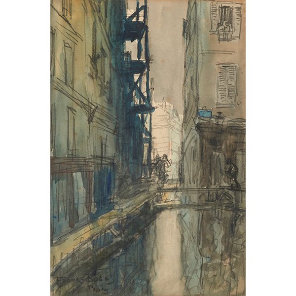 Frank Myers Boggs, (American, 1855-1926), Street Scene: Frank Myers Boggs, (American, 1855-1926), Street Scene in Paris, pencil and watercolor on paper, signed and inscribed lower left, 15.5" x 10.5"
