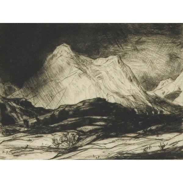 David Young Cameron, (Scottish, 1865-1945), A group of: David Young Cameron, (Scottish, 1865-1945), A group of three works, etchings, signed in pencil, 4.75" x 13.75"