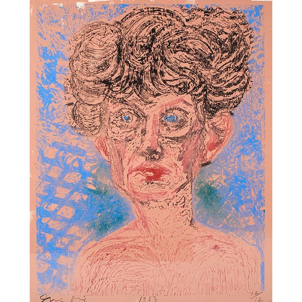Jim Dine, (American, b. 1939), Hand Painted Nancy,: Jim Dine, (American, b. 1939), Hand Painted Nancy, 1983, color woodcut, signed, dated and numbered in pencil in the margin, edition of 12, 50.5" x 39.25"