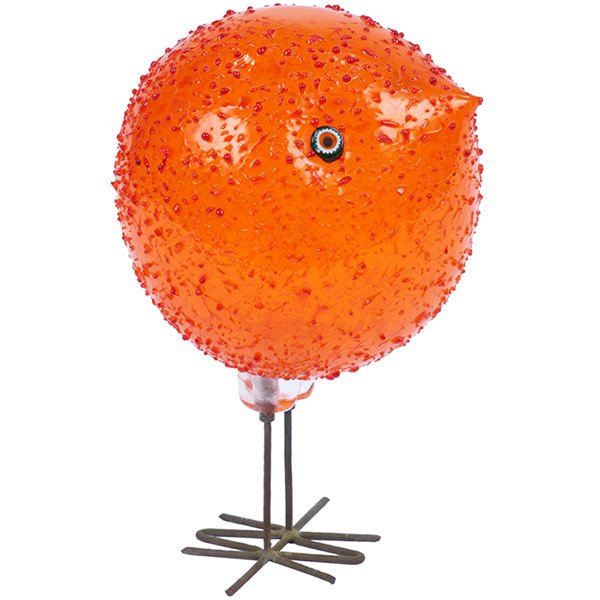 Alessandro Pianon, "Pulcini" bird sculpture, Vistosi,: Alessandro Pianon, "Pulcini" bird sculpture, Vistosi, Murano, Italy, 1950s, orange and transparent glass, copper, 5"w x 5.5"d x 8.5"h
