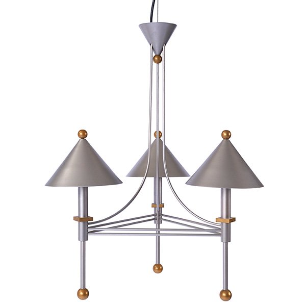 Robert Sonneman, chandelier, Kovacs, USA, powder-coated: Robert Sonneman, chandelier, Kovacs, USA, powder-coated metal, glass, ceiling cap included but not shown, 22''w x 20''d x 28''h overall height 59''