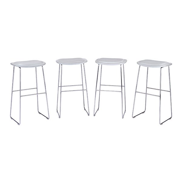 Jasper Morrison, Morrison bar stools, four, Cappellini,: Jasper Morrison, Morrison bar stools, four, Cappellini, Italy, brushed stainless steel, upholstery, padding, 17.5"w x 13.75"d x 31.5"h