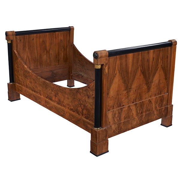 French Art Deco, daybed, rosewood, black lacquer,: French Art Deco, daybed, rosewood, black lacquer, brass, unsigned, accommodates a 38" x 72" mattress, 77''w x 44.5''d x 39''h