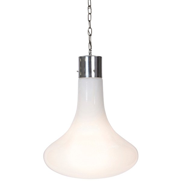 Robert Sonneman (attribution), light fixture, 1960s,: Robert Sonneman (attribution), light fixture, 1960s, glass, metal, unsigned, 14.5"dia. x 21.5"h, chain/cord: 14 feet