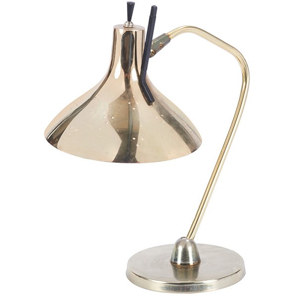 Maurizio Tempestini, table lamp, Lightolier, c. 1960,: Maurizio Tempestini, table lamp, Lightolier, c. 1960, brass, plastic, rubber, 9"w x 15"d x 16.75"h