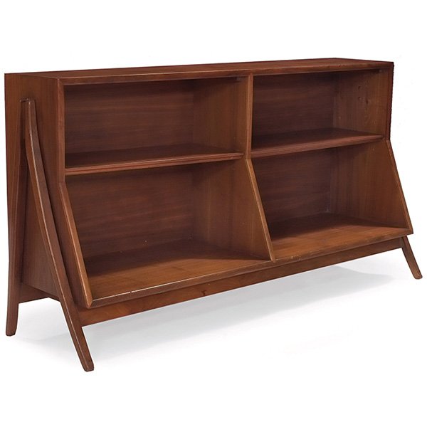 Kipp Stewart & Stewart MacDougal, Declaration bookcase,: Kipp Stewart & Stewart MacDougal, Declaration bookcase, Drexel, 1964, walnut, signed and dated with stenciled marks, 59"w x 17.5"d x 31"h