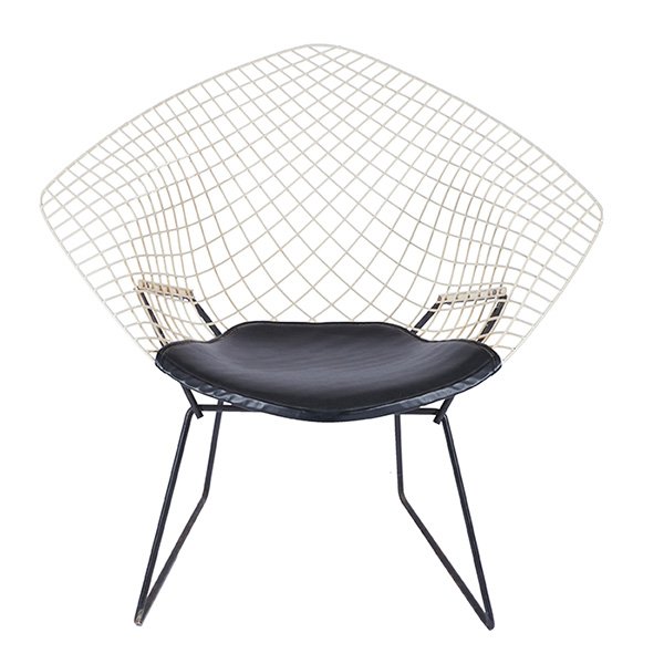 Harry Bertoia, Diamond chair, Knoll International, USA,: Harry Bertoia, Diamond chair, Knoll International, USA, plastic-coated wire seat, steel rod base, vinyl, Knoll International label, 33.25"w x 28.5"d x 30.5"h